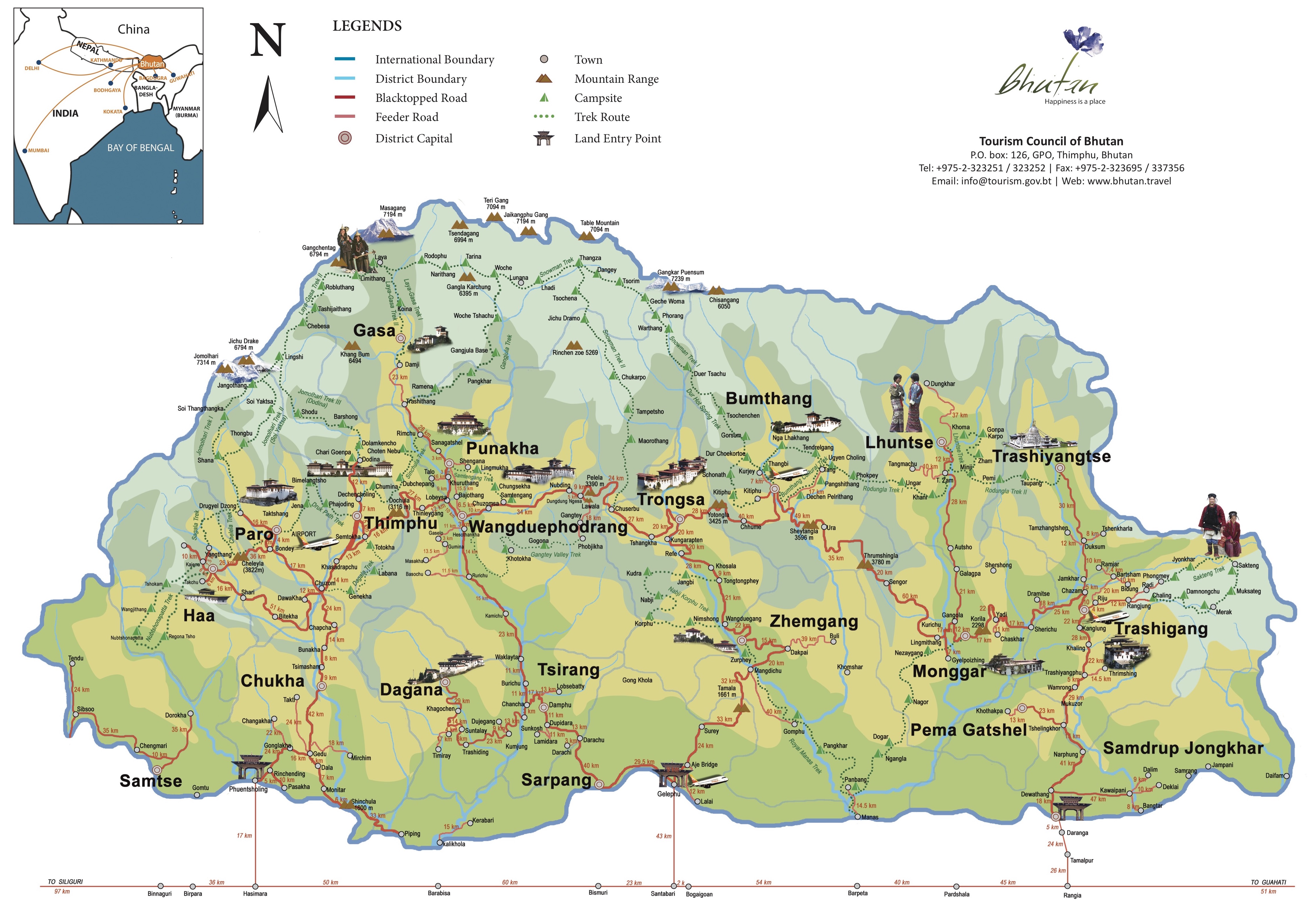 tourism map of bhutan